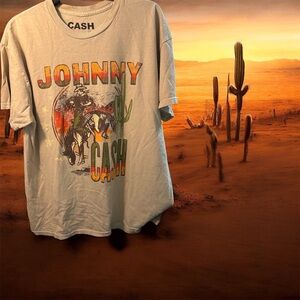 JOHNNY CASH Cowboy Graphic Tee - Tan
